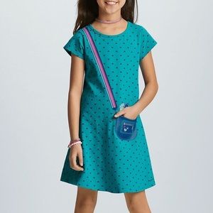 American Girl Heart Print Faux Purse Short Sleeve Dress